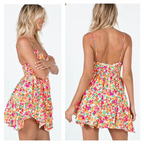 NWOT Princess Polly Barrett Mini Dress Multi Floral Lower Impact US 12 - Picture 3 of 12